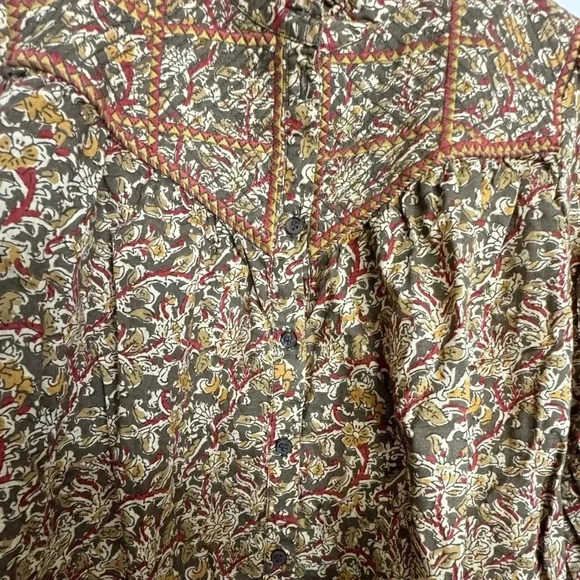 Sezane Martine Blouse RARE Ochre Floral Print Top Size 36 US Size 2 HTF - Picture 7 of 12